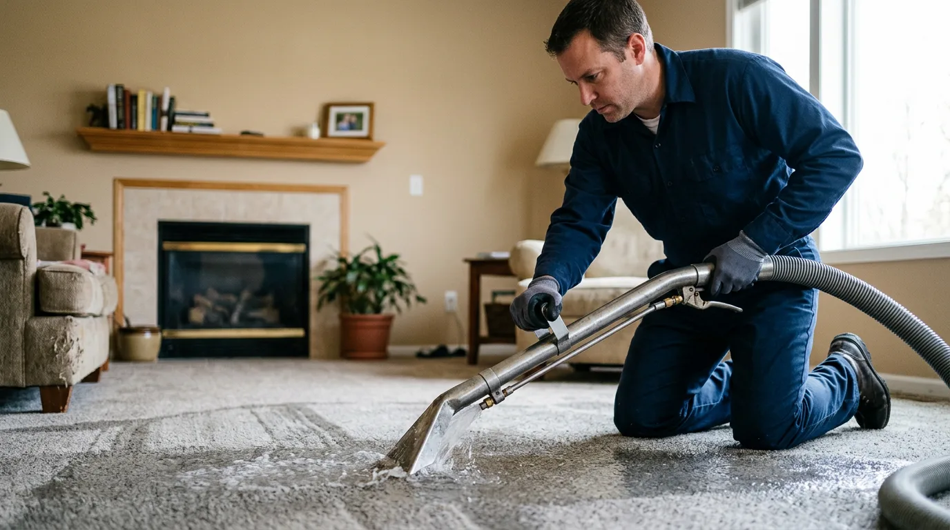 Water damage restoration technician working near Tamms, IL